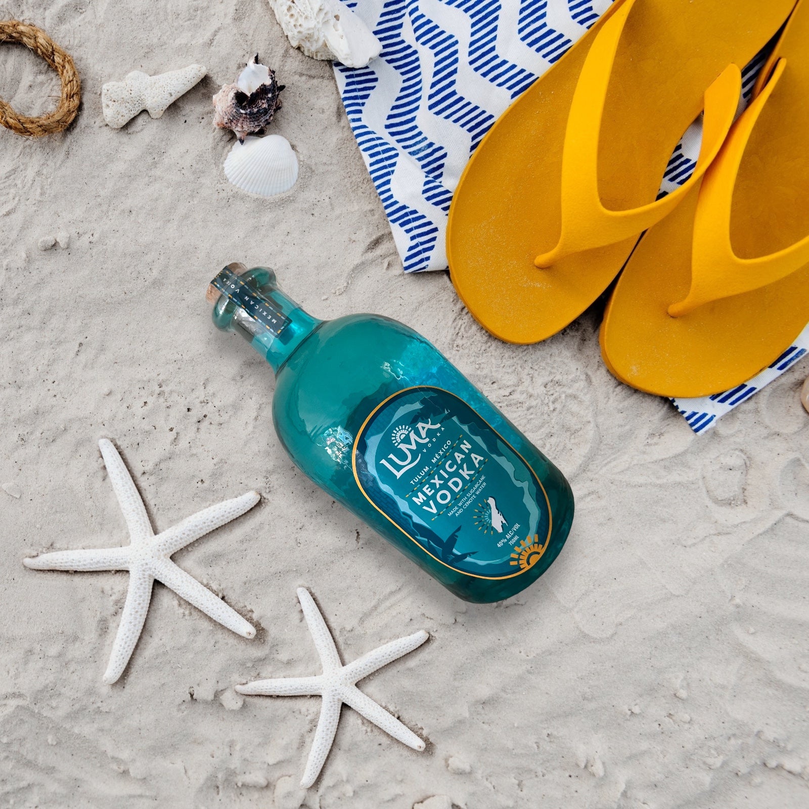 Luma Vodka Top View On Tropical Beach